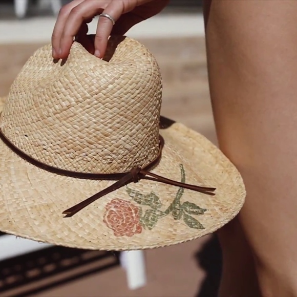 Urban Outfitters Accessories - Brixton Jenna Rose Tattoo Straw Rancher Hat